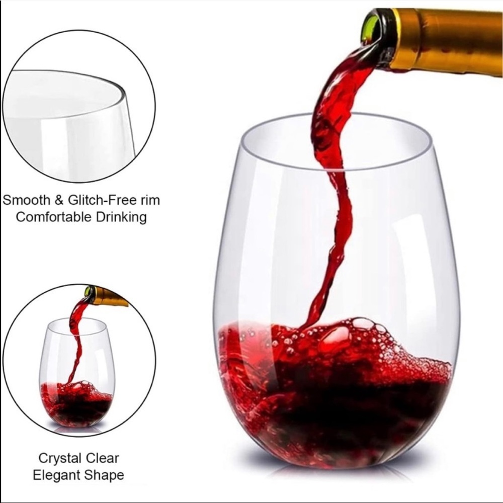 Plastic Stemless Wine Glasses Set of 4, 16 Oz